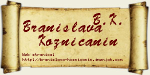Branislava Kozničanin vizit kartica